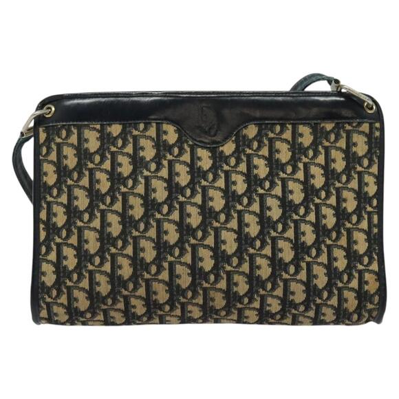 DIOR Trotter Canvas Shoulder Bag Navy Gold - Picture 2 of 11